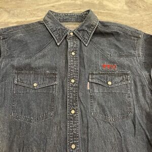 Carhartt Denim Pearl Snap Shirt Mens XXL Heavy-Duty Work Wear Core Rugged Cowboy